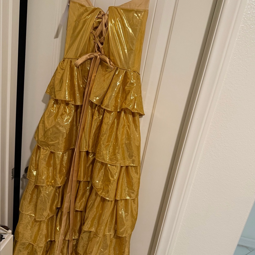 Shiny Gold Tiered Dress